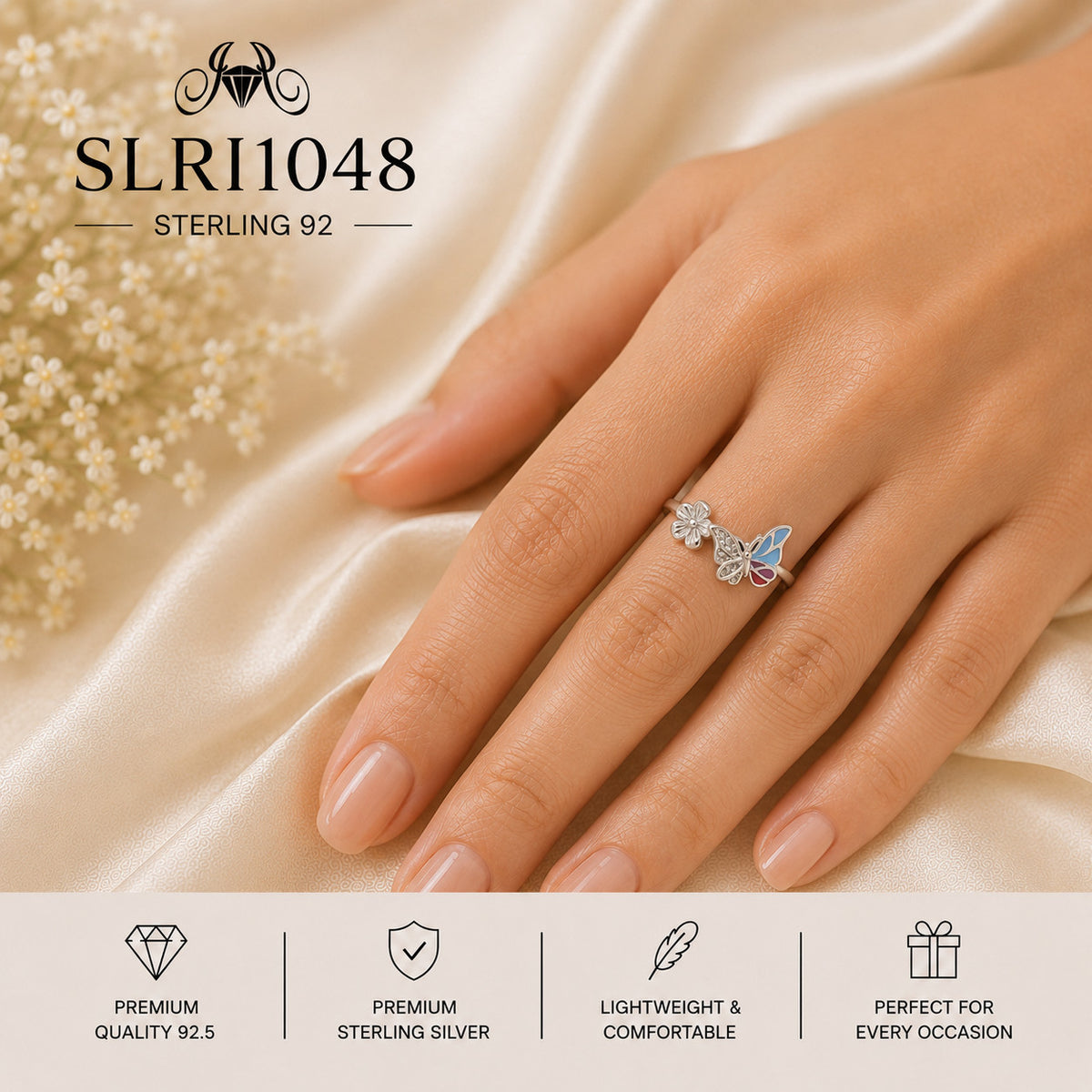 SLRI1048 Sterling Silver Ring wearing