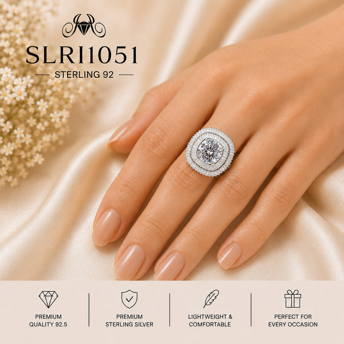 SLRI1051 Sterling Silver Ring wearing