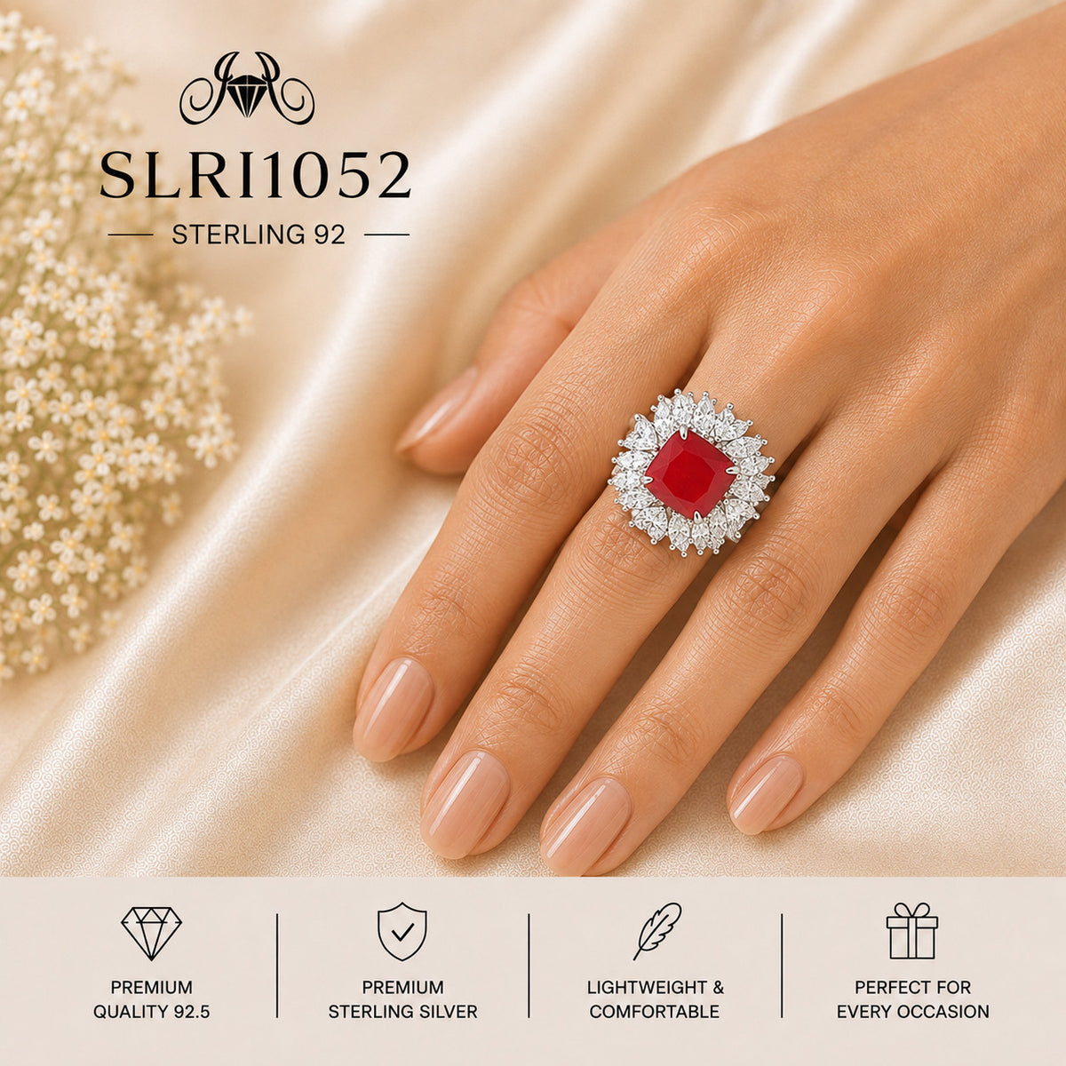 SLRI1052 Sterling Silver Ring wearing