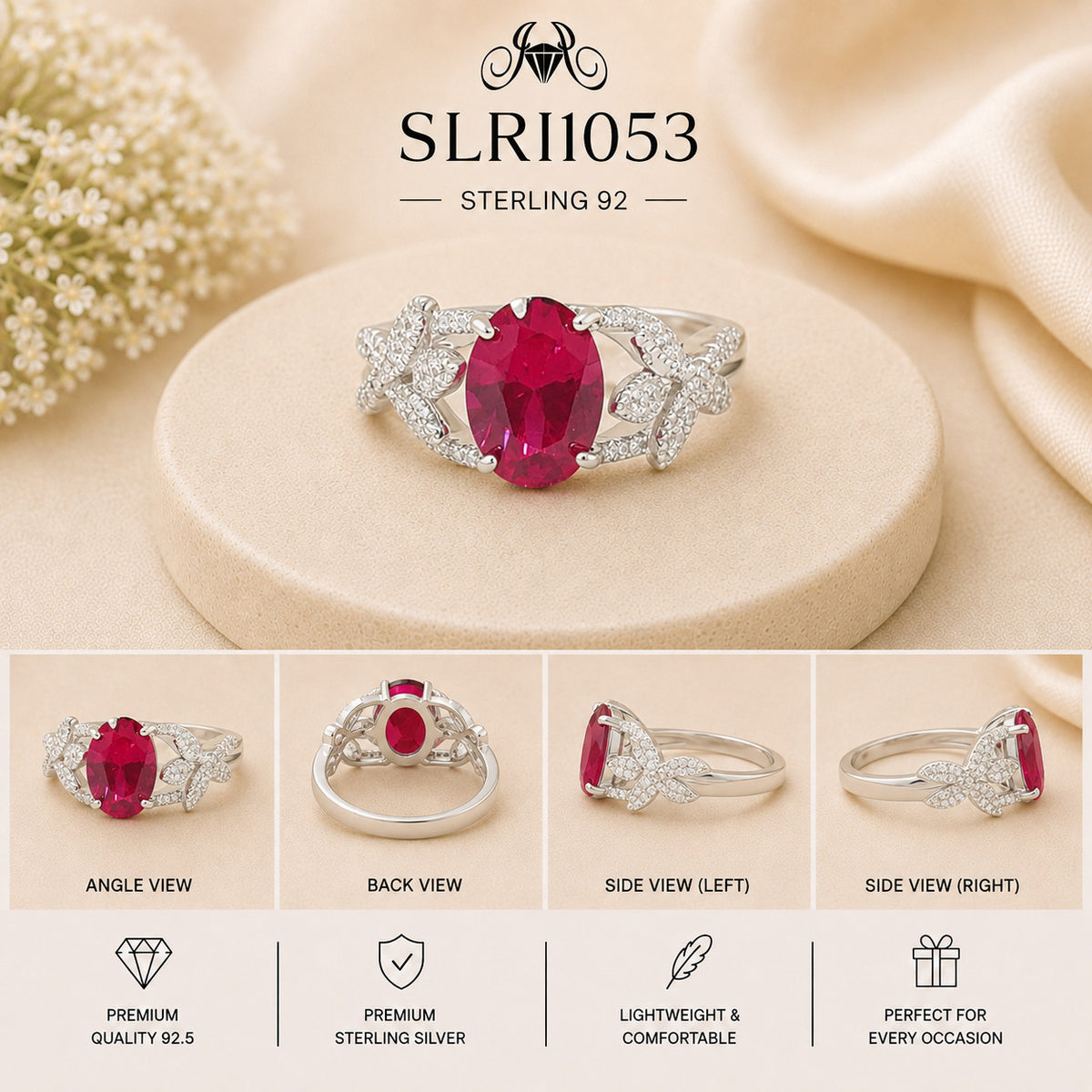 SLRI1053 Sterling Silver Ring collage