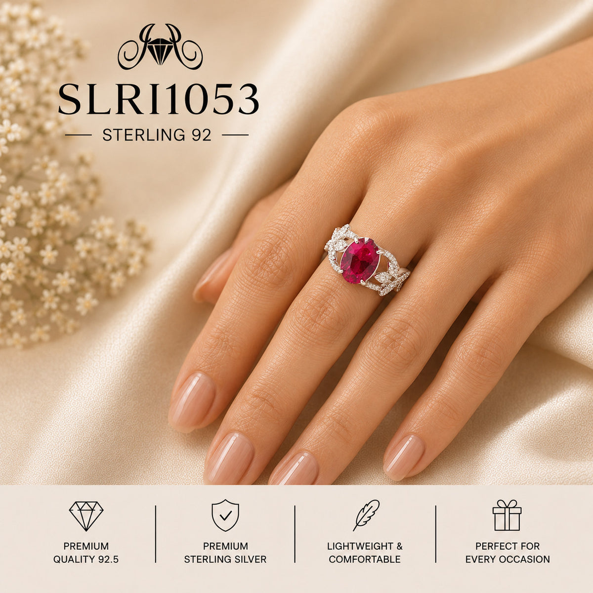 SLRI1053 Sterling Silver Ring wearing