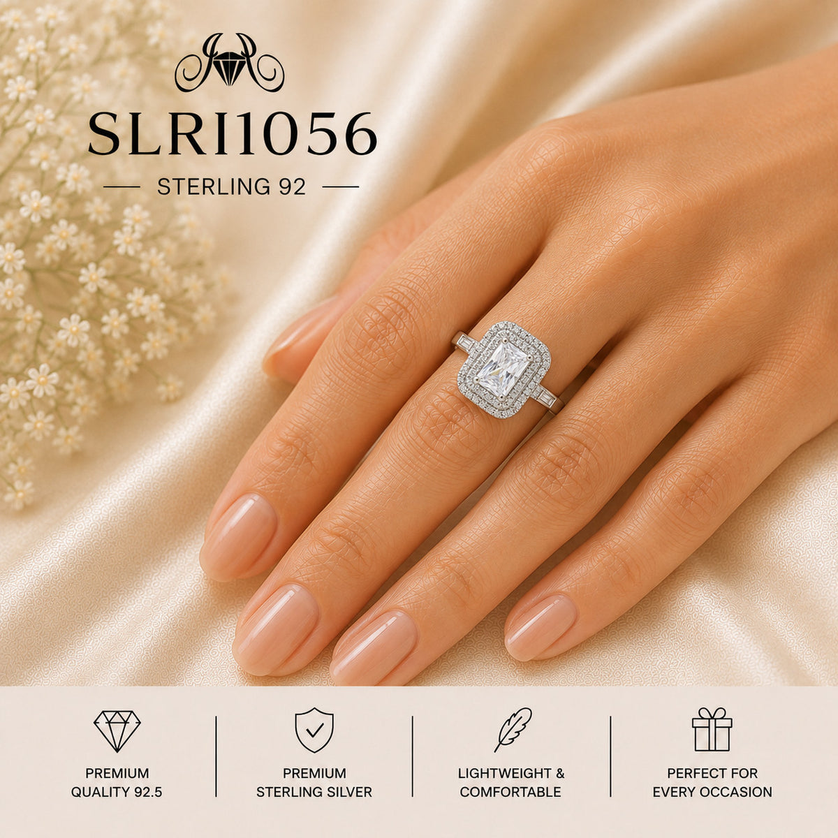 SLRI1056 Sterling Silver Ring wearing