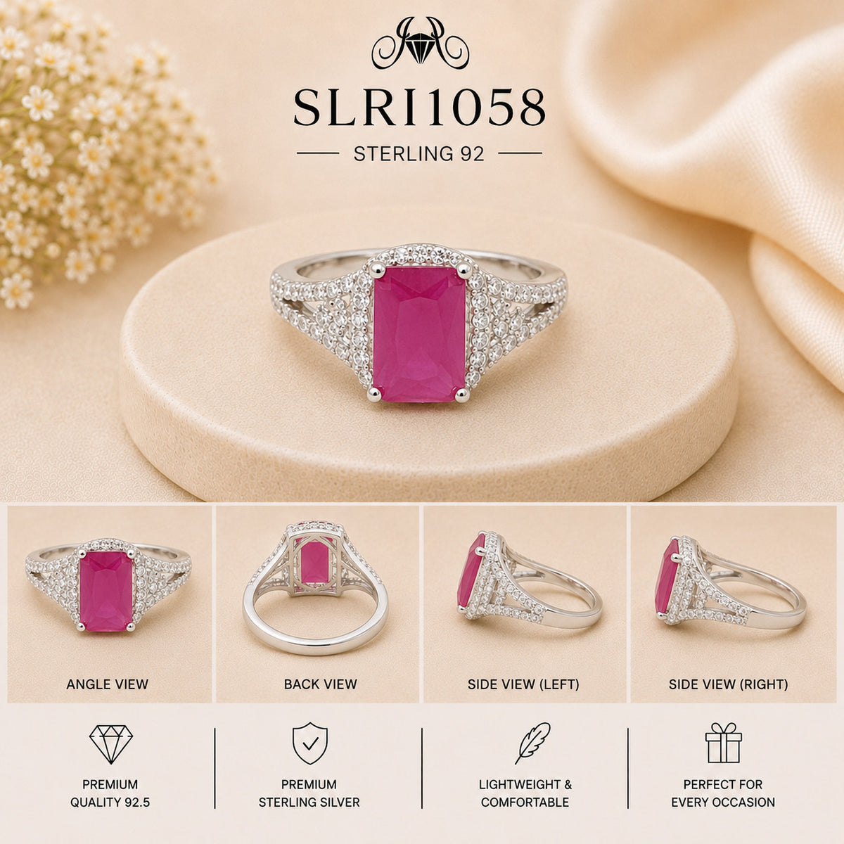 SLRI1058 Sterling Silver Ring collage