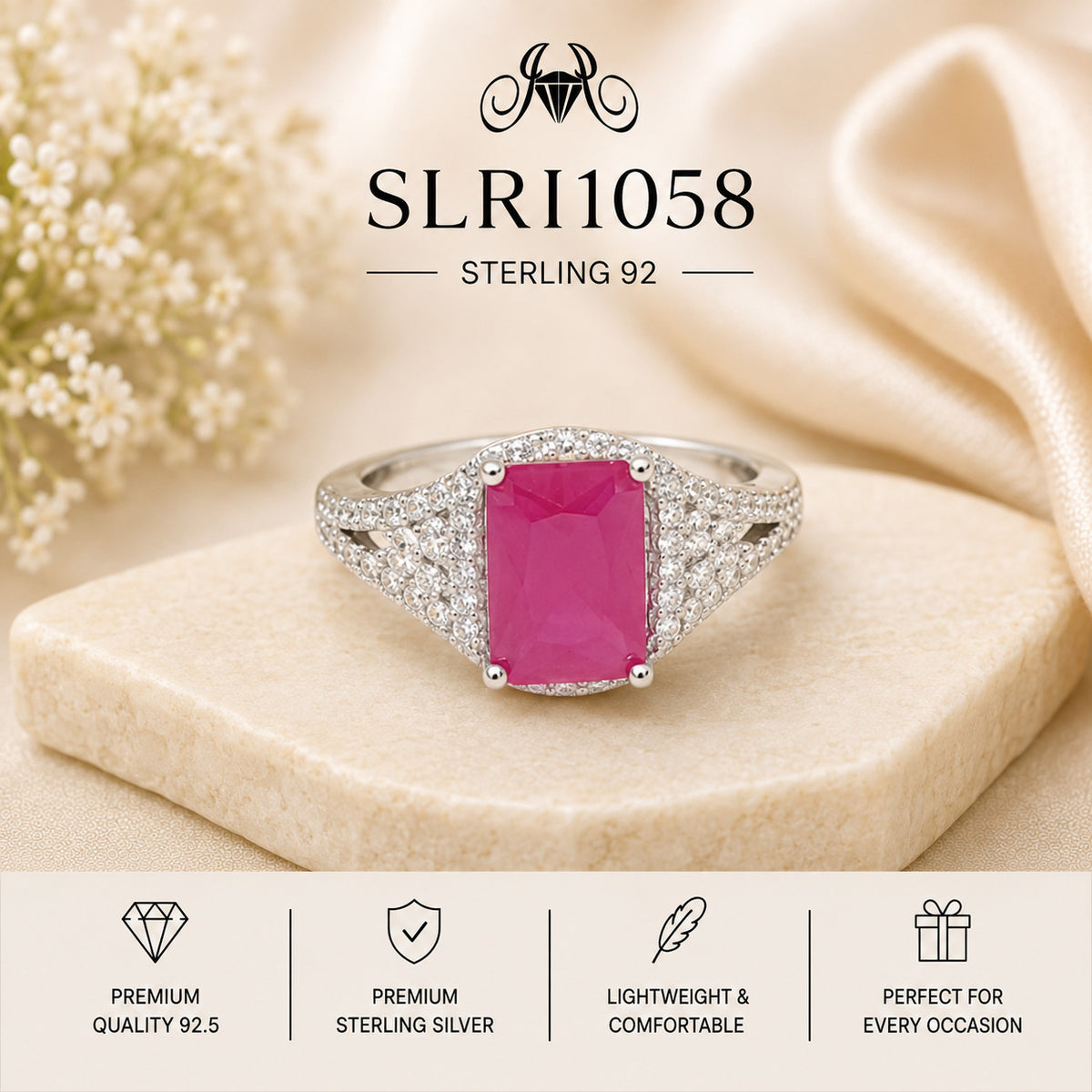 SLRI1058 Sterling Silver Ring portrait