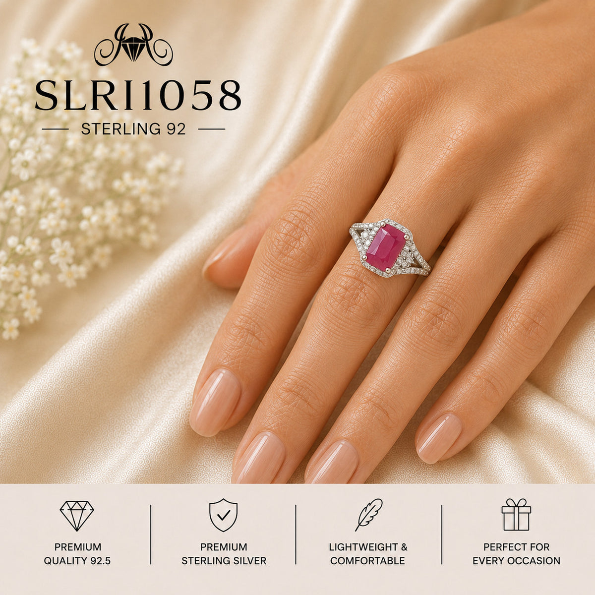 SLRI1058 Sterling Silver Ring wearing