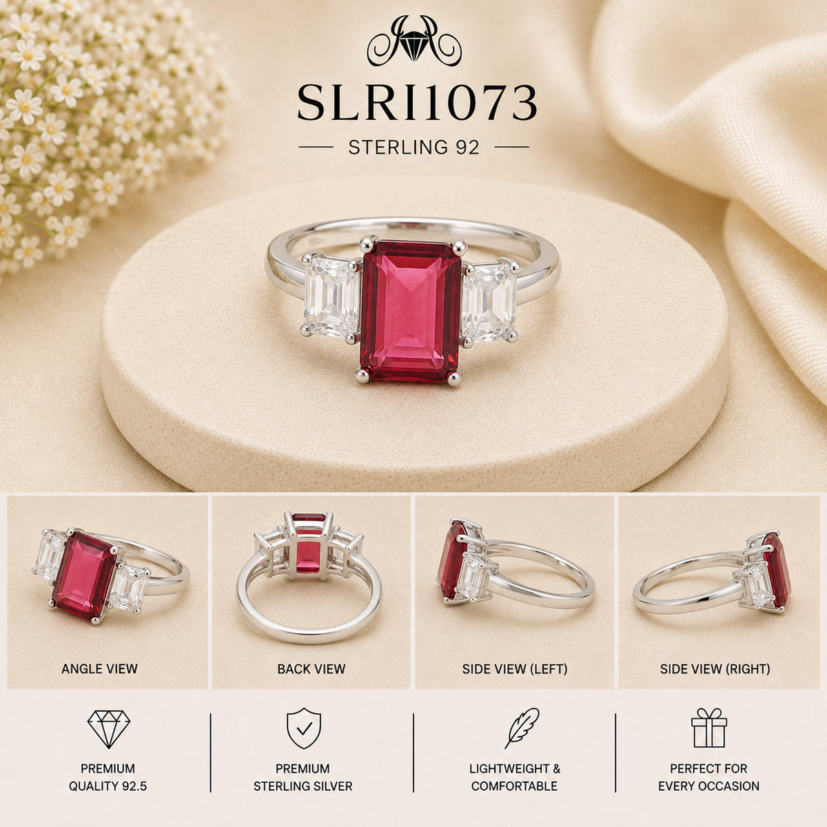 SLRI1073 Sterling Silver Ring collage