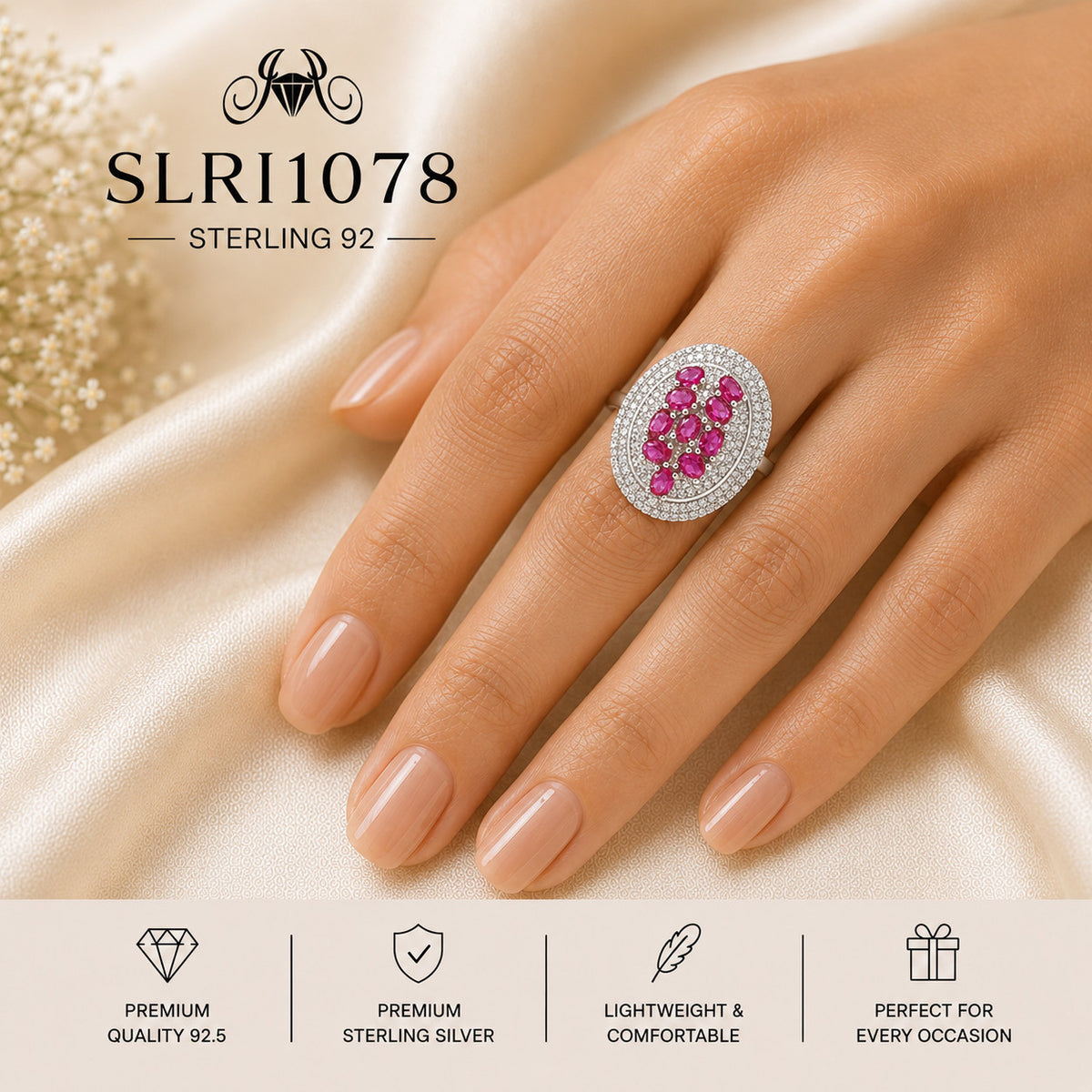 SLRI1078 Sterling Silver Ring wearing