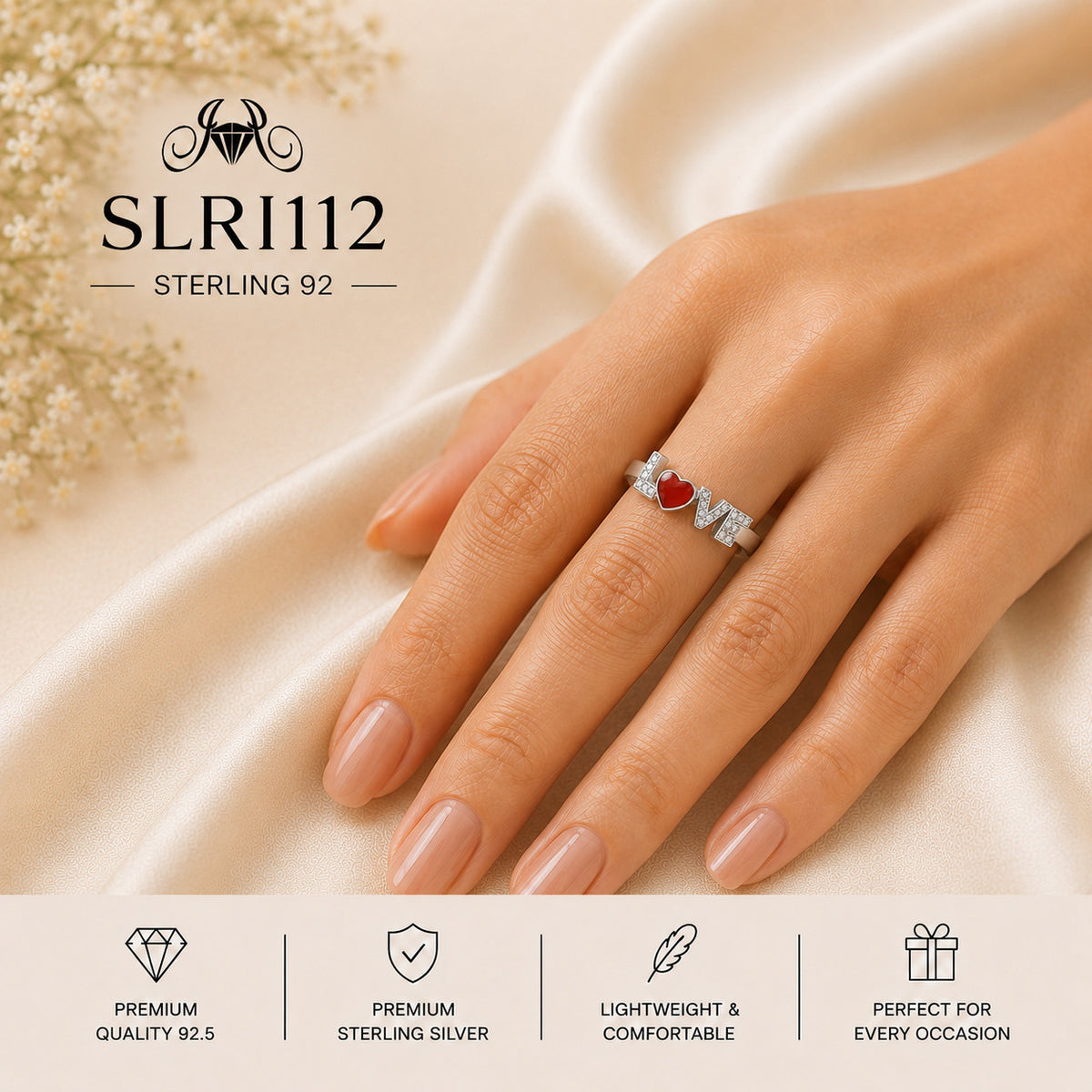 SLRI112 Sterling Silver Ring Wearing