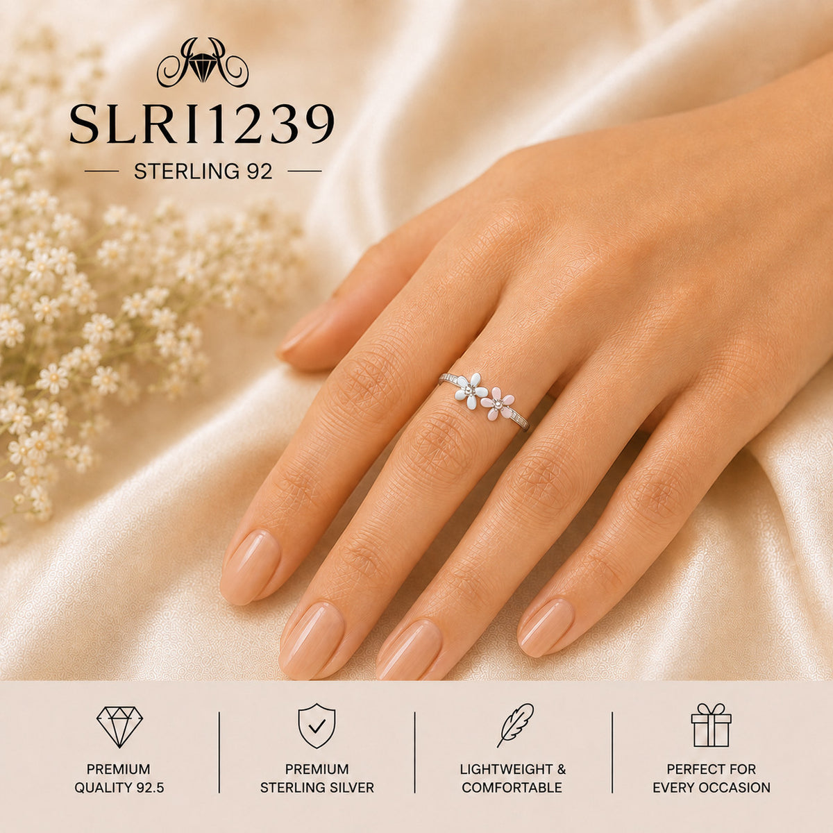 SLRI1239 Sterling Silver Ring wearing