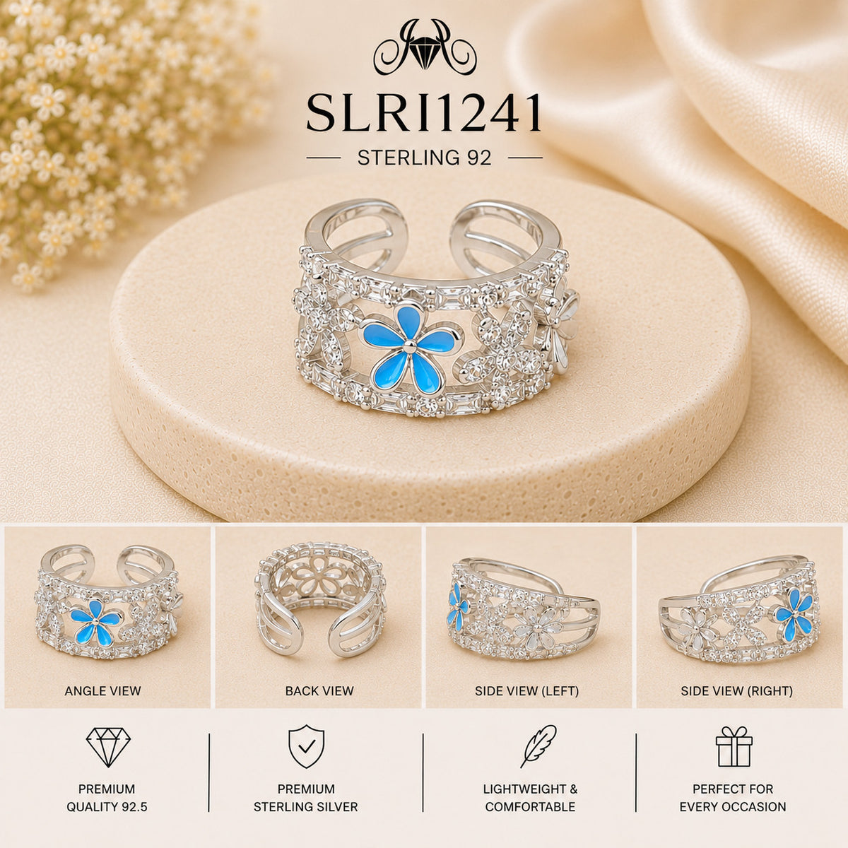 SLRI1241 Sterling Silver Ring collage