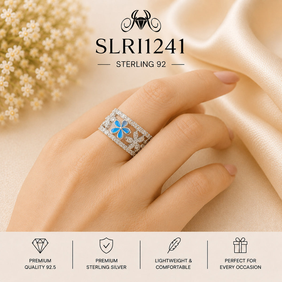 SLRI1241 Sterling Silver Ring wearing