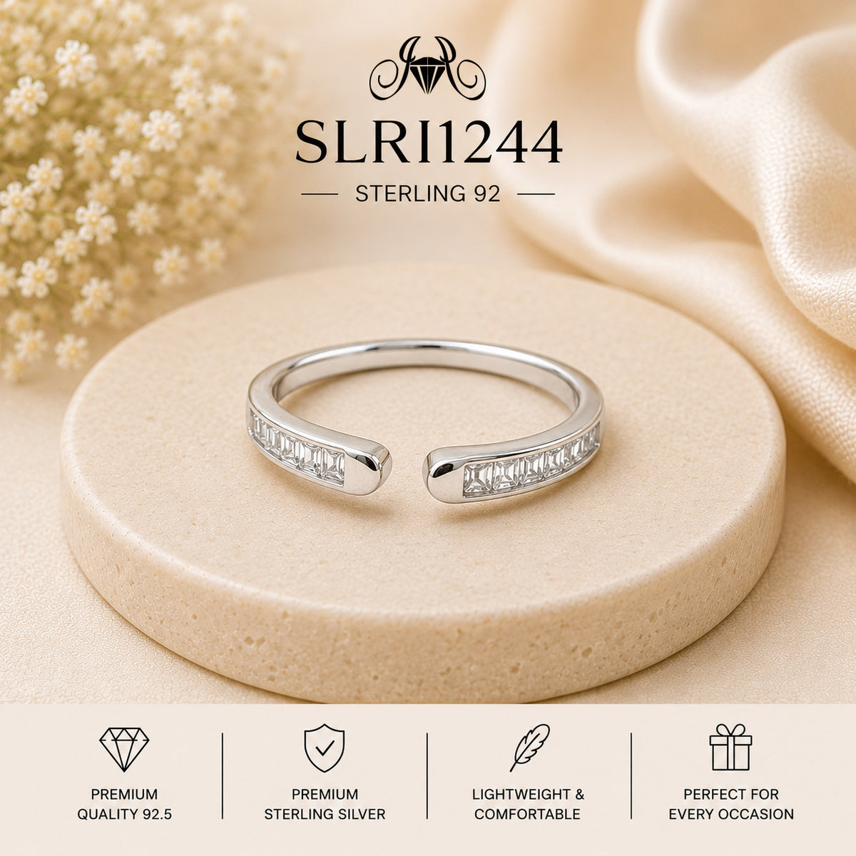 Minimal Open Adjustable Sterling Silver Ring