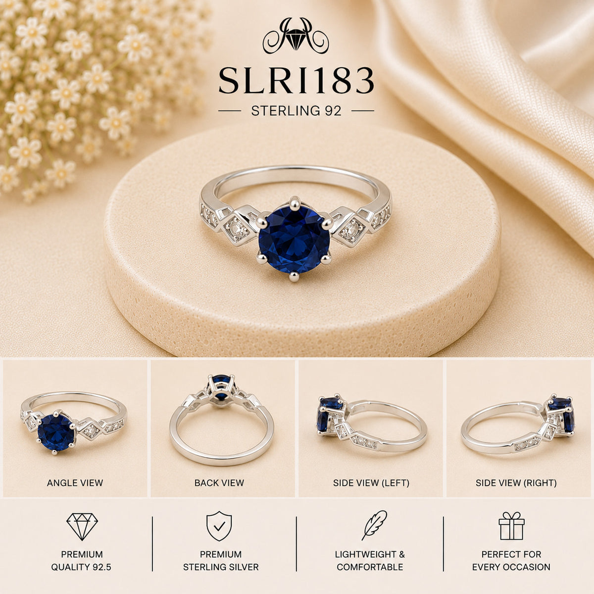 SLRI183 Sterling Silver Ring Details