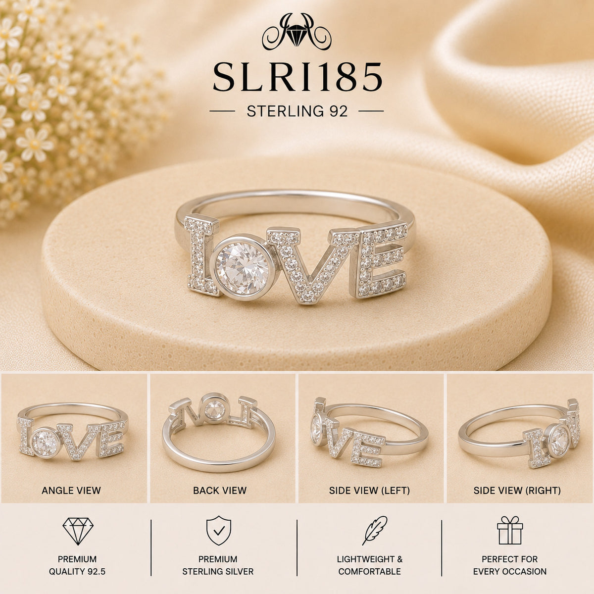 SLRI185 Sterling Silver Ring Details