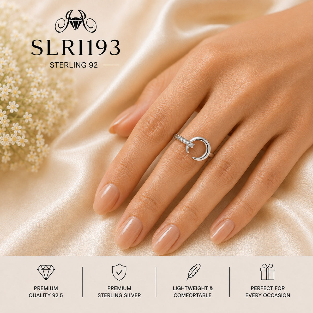 SLRI193 Sterling Silver Ring Wearing