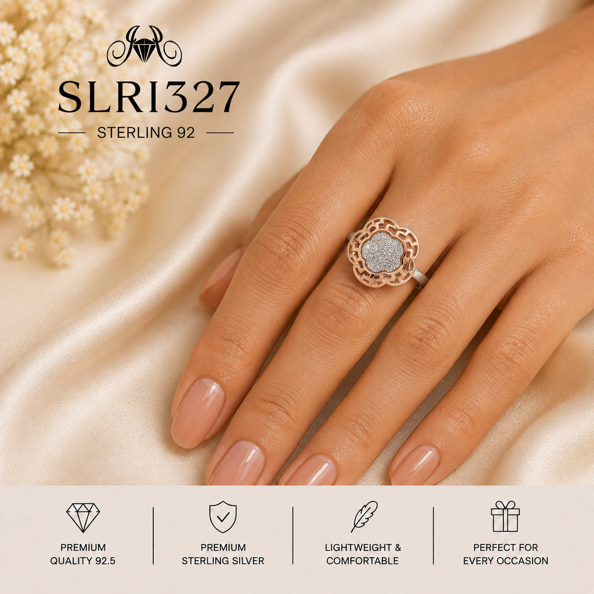 SLRI327 Sterling Silver Ring Wearing