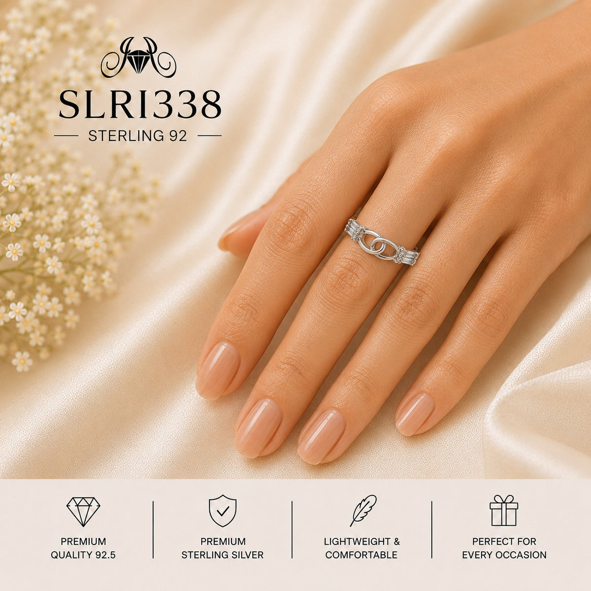 SLRI338 Sterling Silver Ring Wearing