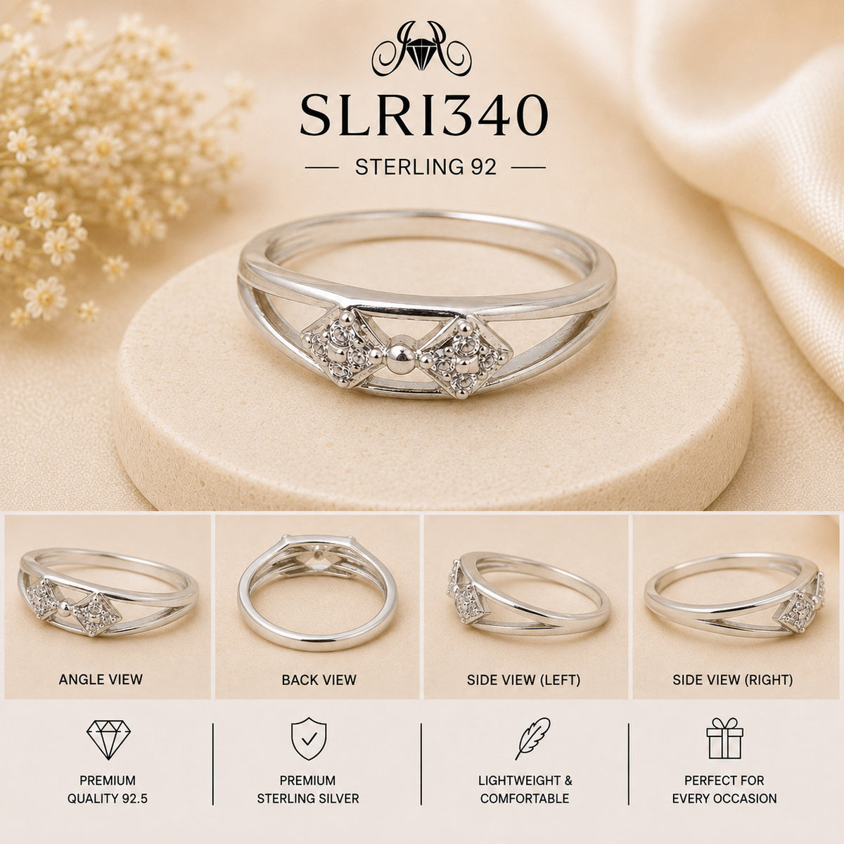 SLRI340 Sterling Silver Ring Details
