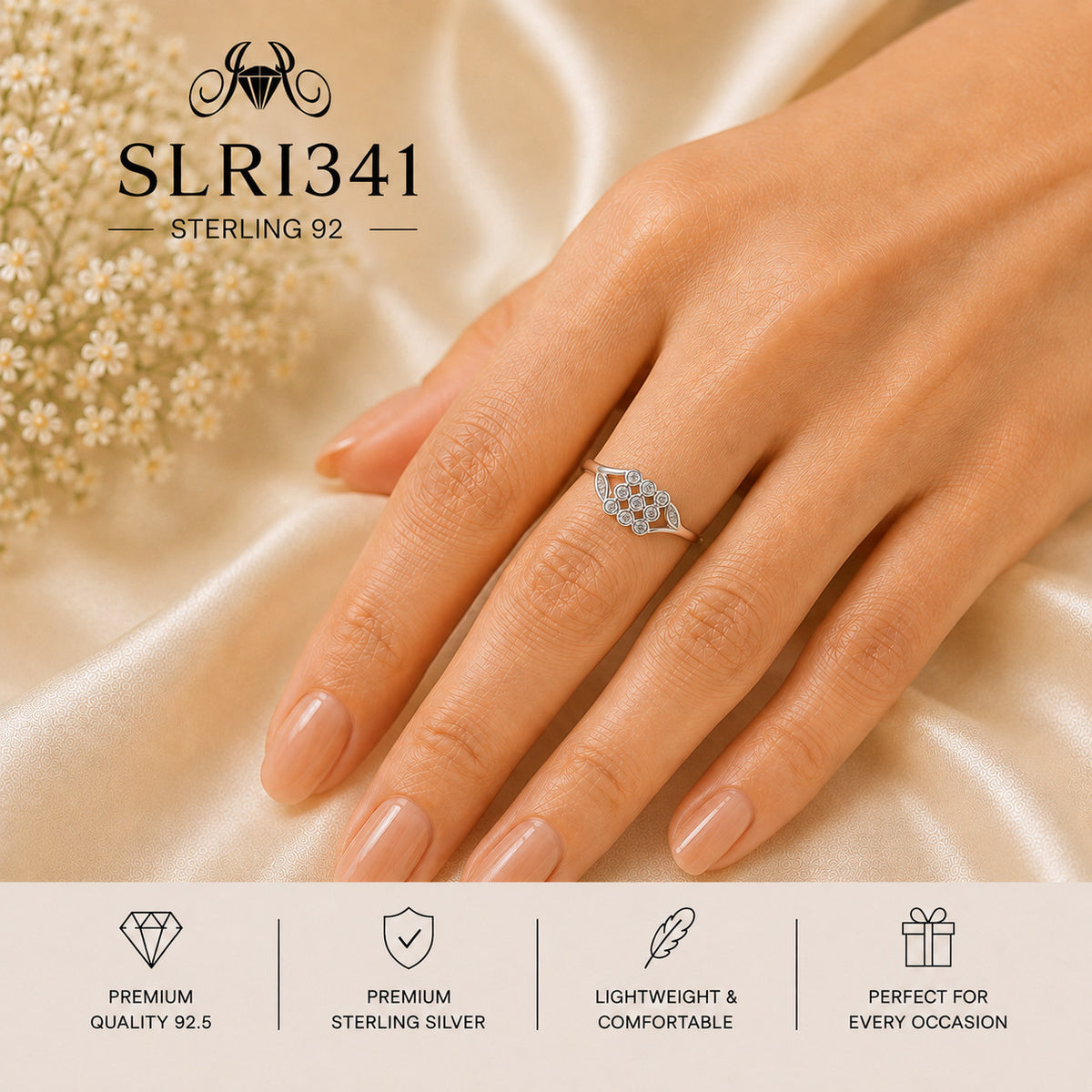 SLRI341 Sterling Silver Ring Wearing