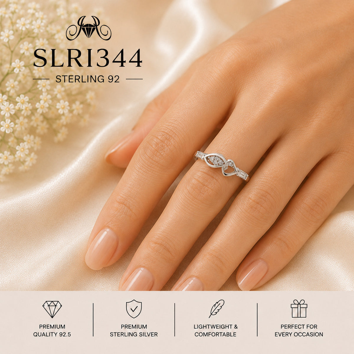 SLRI344 Sterling Silver Ring Wearing
