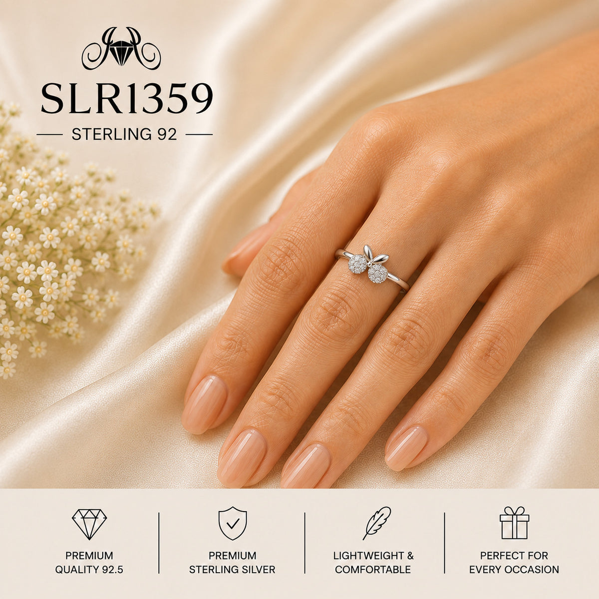 SLRI359 Sterling Silver Ring Wearing