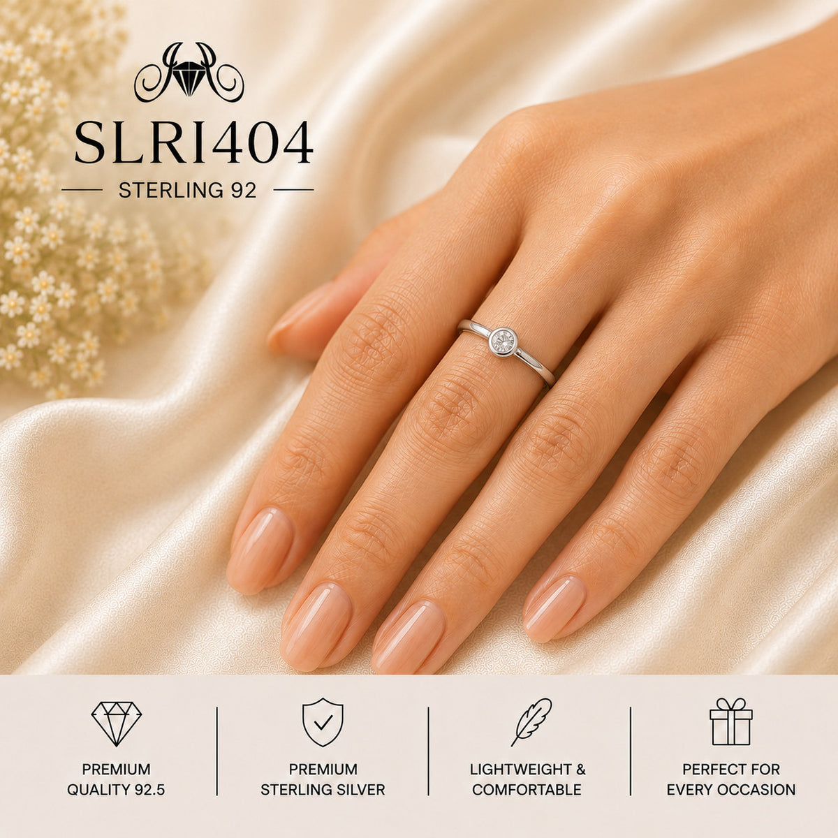 SLRI404 Sterling Silver Ring wearing