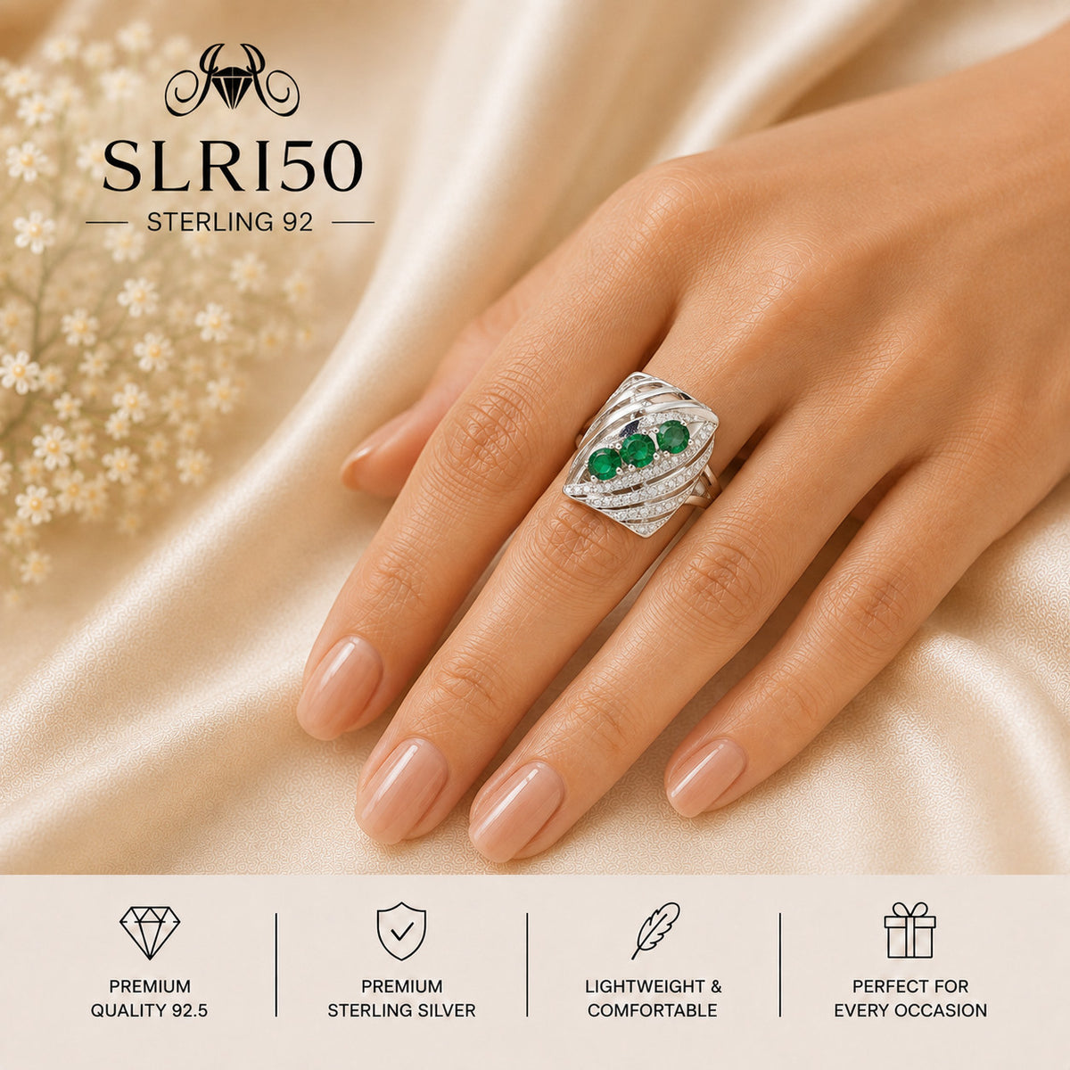 SLRI50 Sterling Silver Ring Wearing