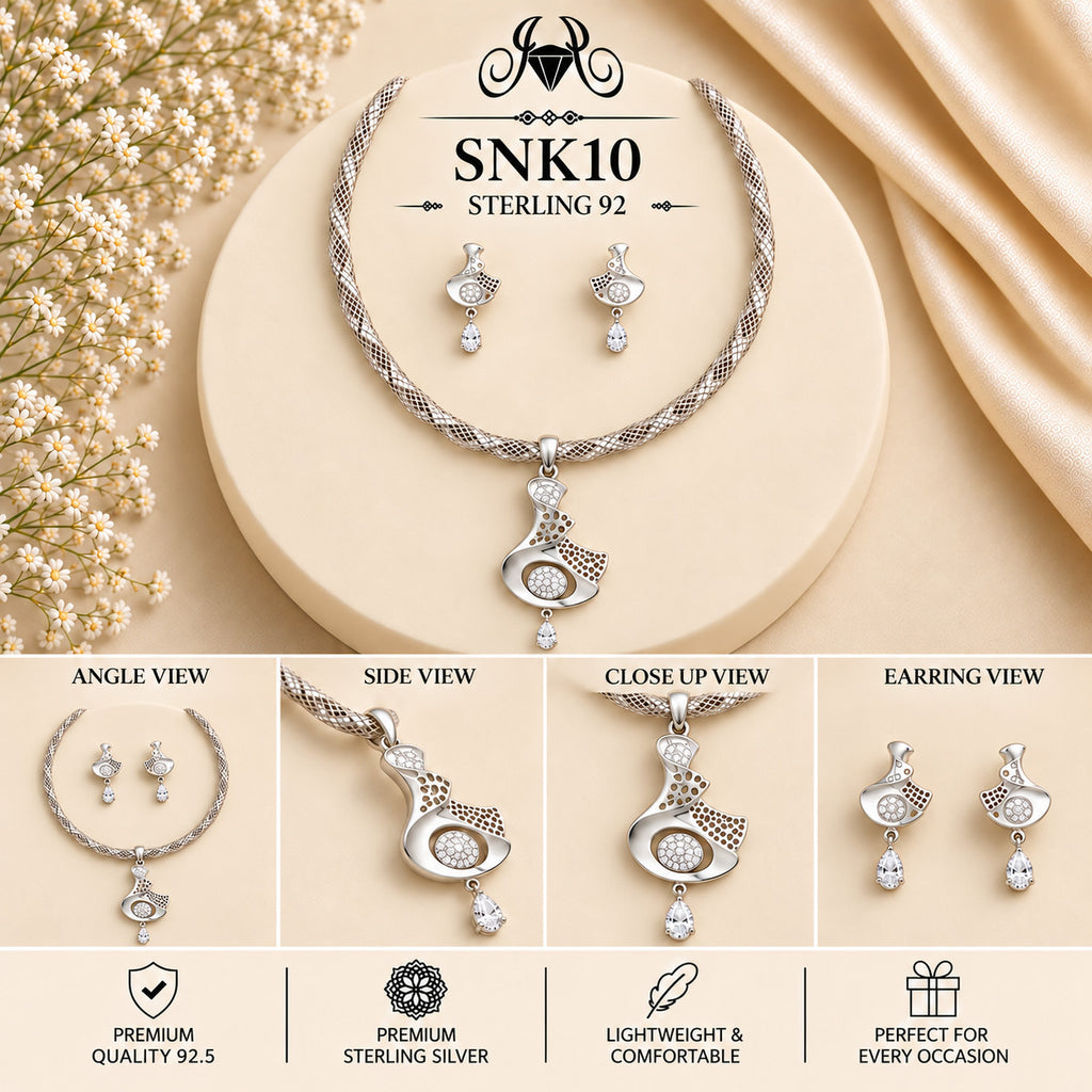 SNK10 92.5 sterling silver necklace set - collage view