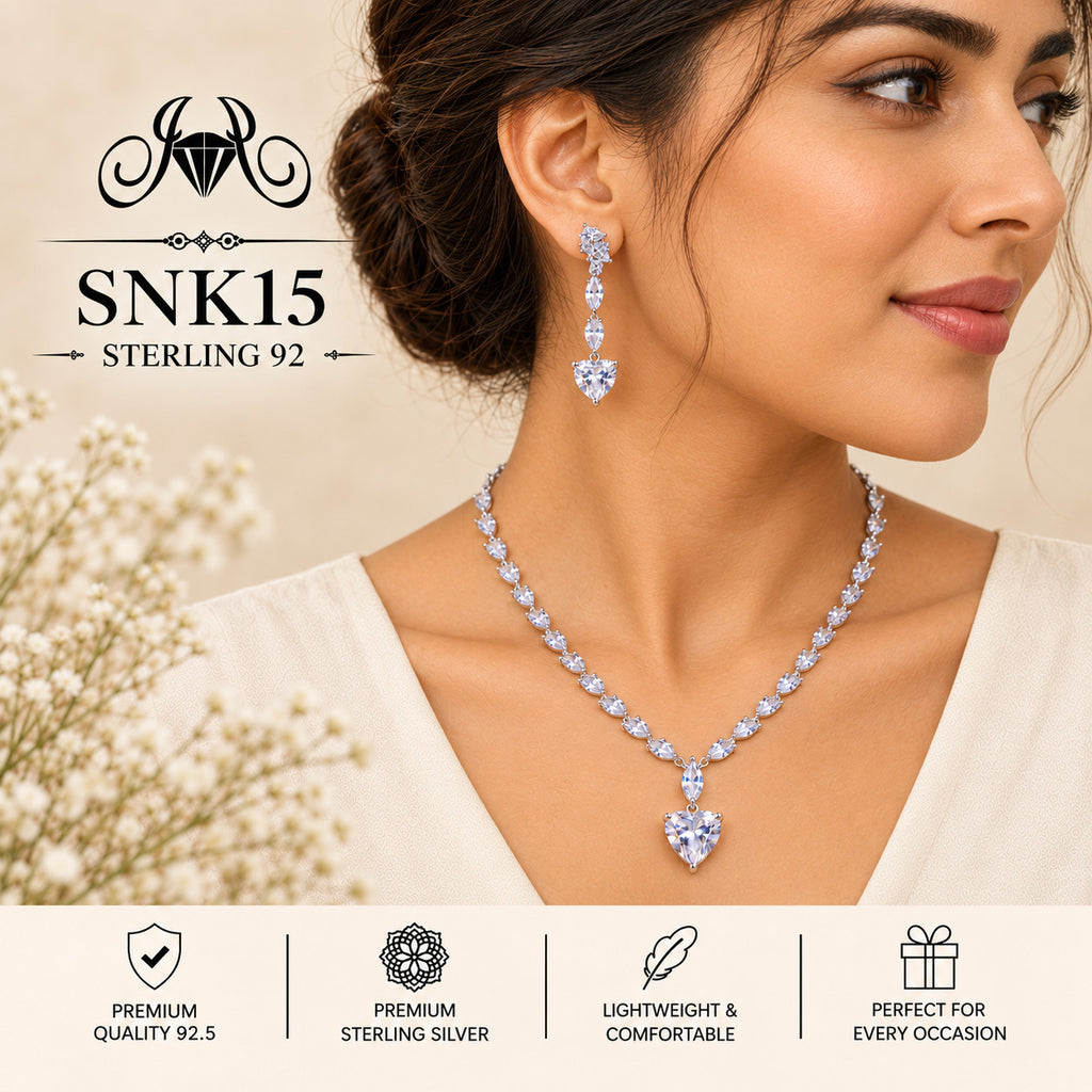 SNK15 92.5 sterling silver necklace set - wearing view