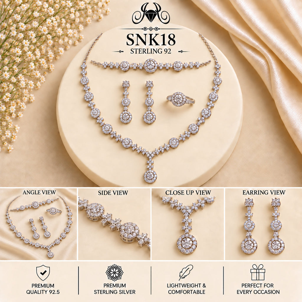 SNK18 92.5 sterling silver necklace set - collage view