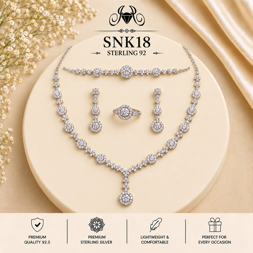 SNK18 92.5 sterling silver necklace set - portrait view
