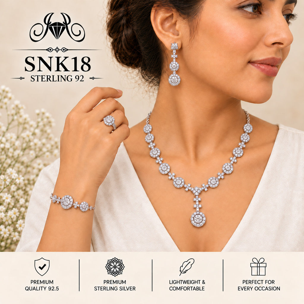 SNK18 92.5 sterling silver necklace set - wearing view