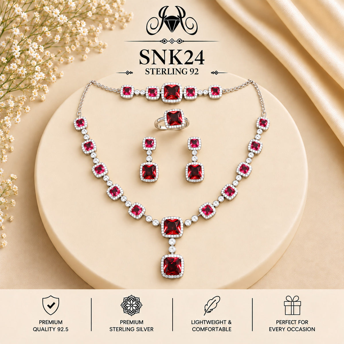 SNK24 92.5 sterling silver necklace set - portrait view