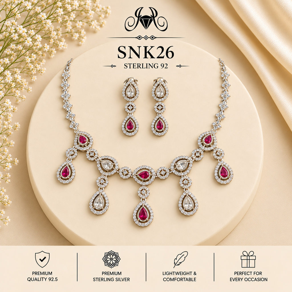 SNK26 92.5 sterling silver necklace set - portrait view