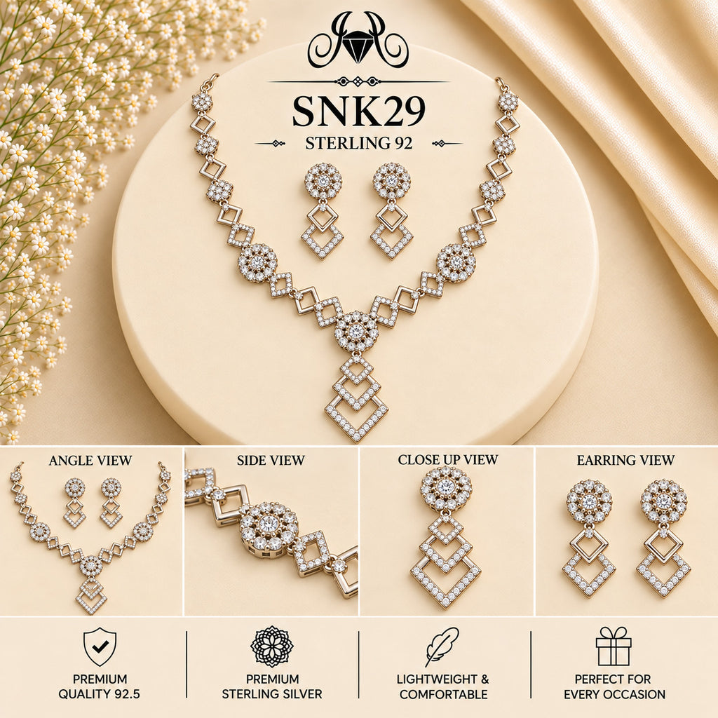 SNK29 92.5 sterling silver necklace set - collage view