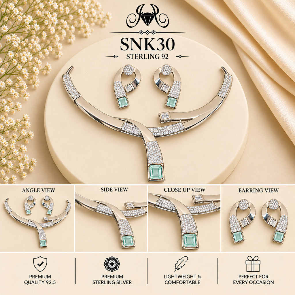 SNK30 92.5 sterling silver necklace set - collage view