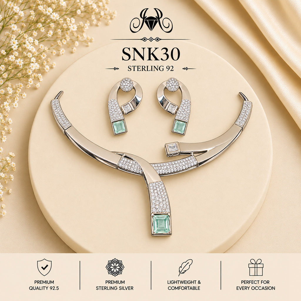 SNK30 92.5 sterling silver necklace set - portrait view