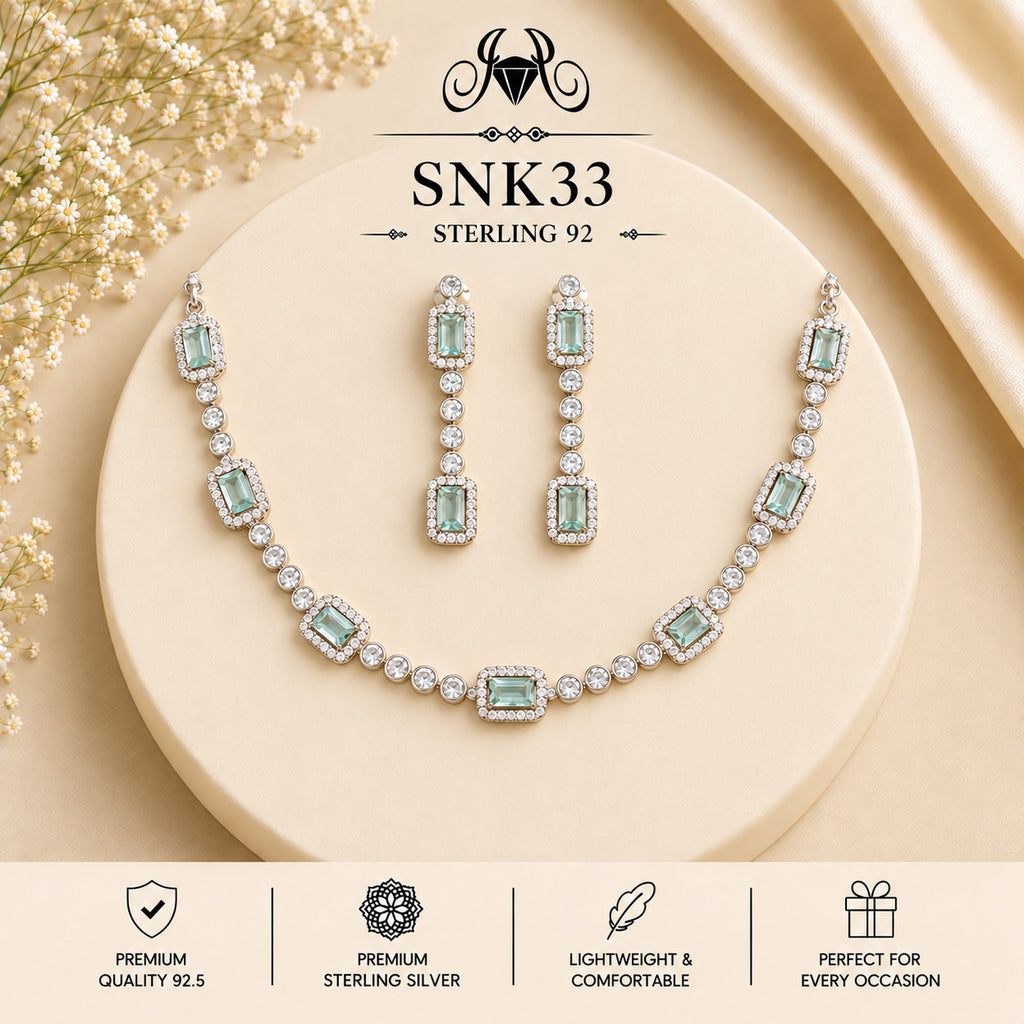 SNK33 92.5 sterling silver necklace set - portrait view
