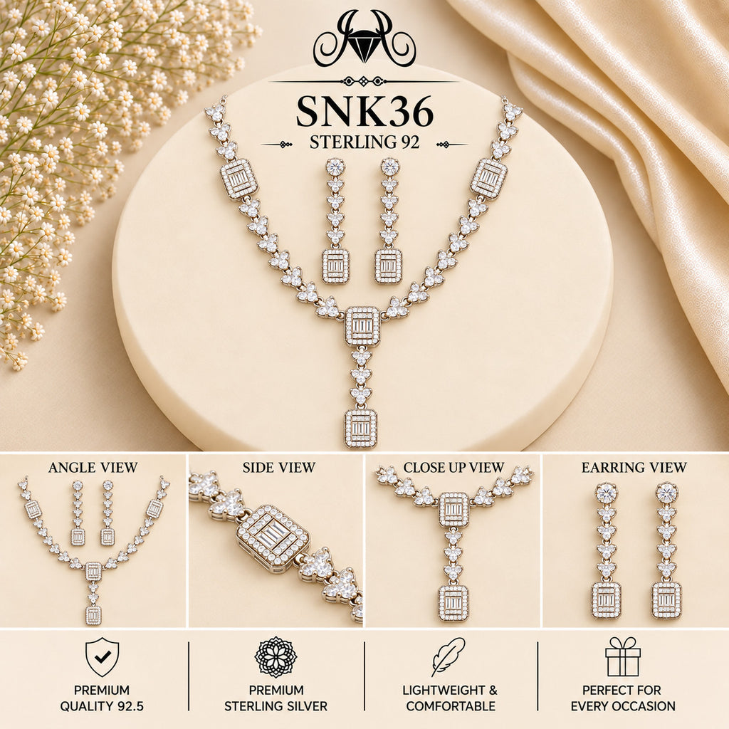 SNK36 92.5 sterling silver necklace set - collage view
