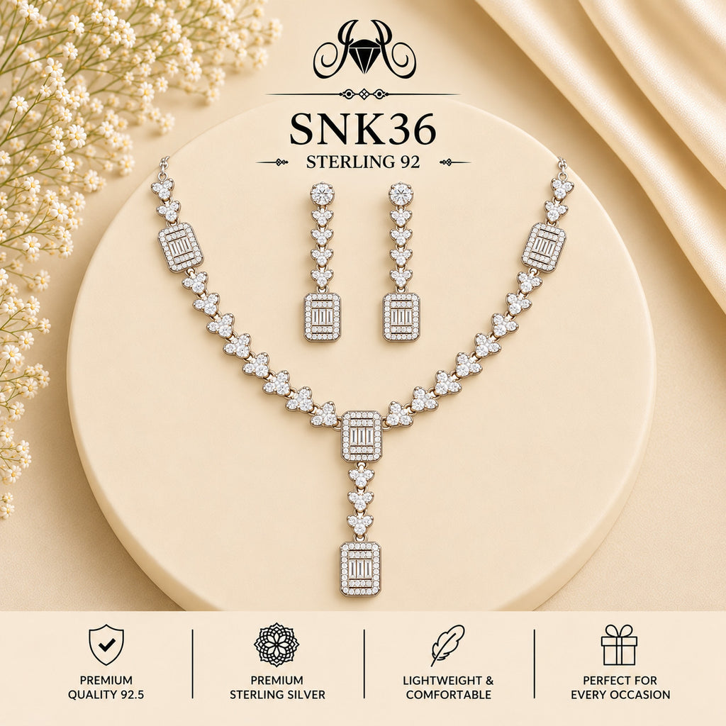 SNK36 92.5 sterling silver necklace set - portrait view