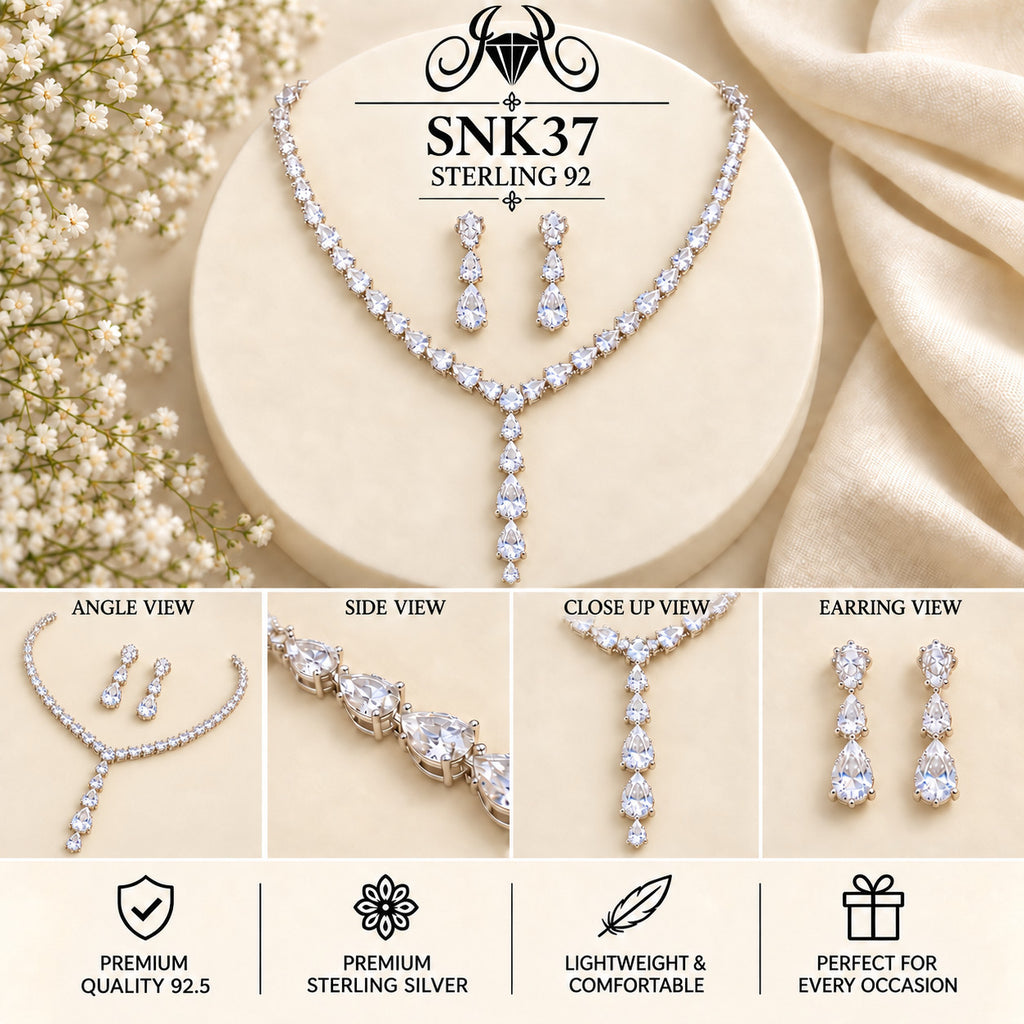 SNK37 92.5 sterling silver necklace set - collage view