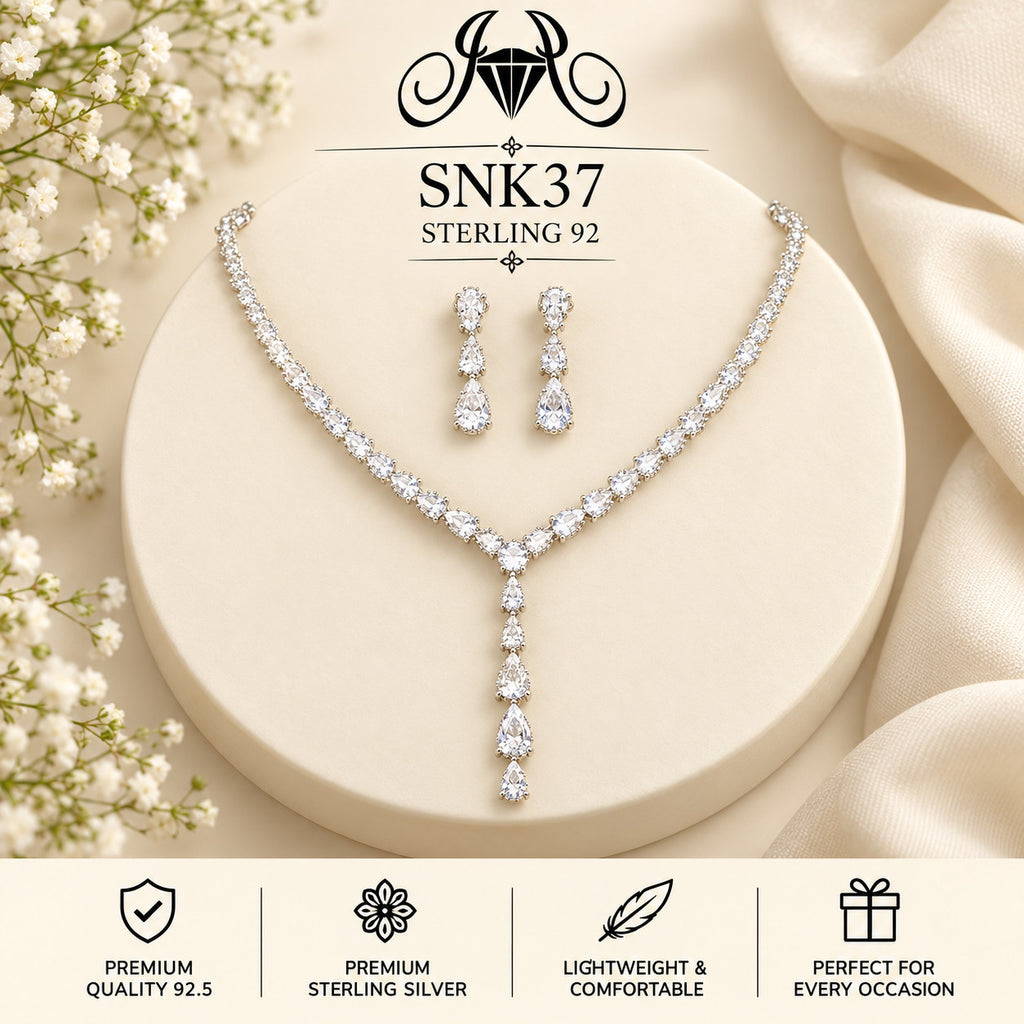 SNK37 92.5 sterling silver necklace set - portrait view