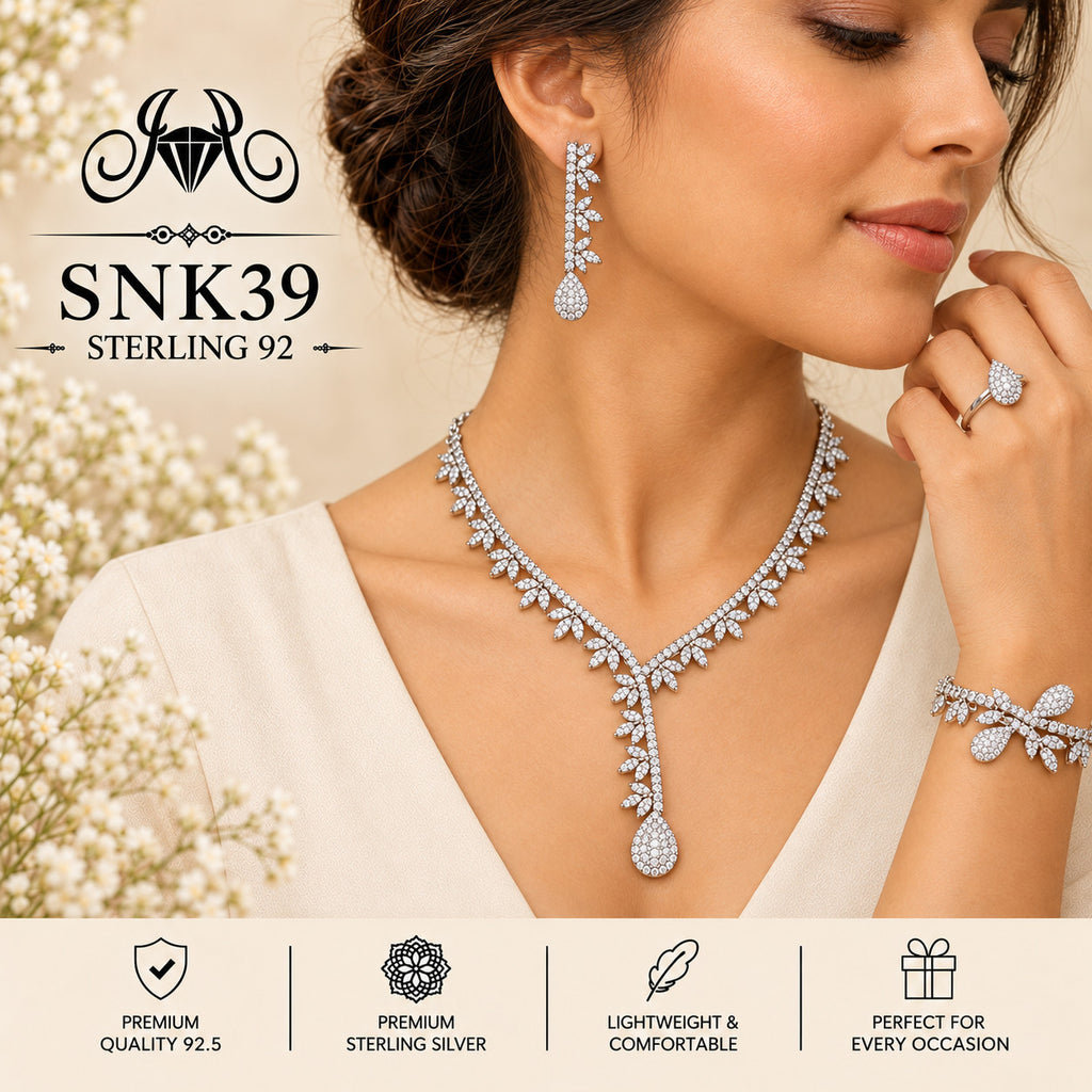 SNK39 92.5 sterling silver necklace set - wearing view