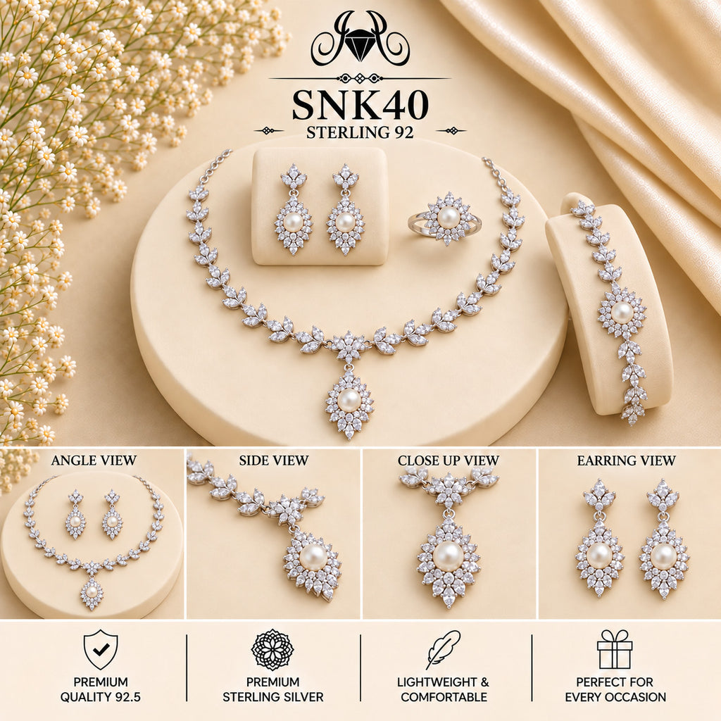 SNK40 92.5 sterling silver necklace set - collage view