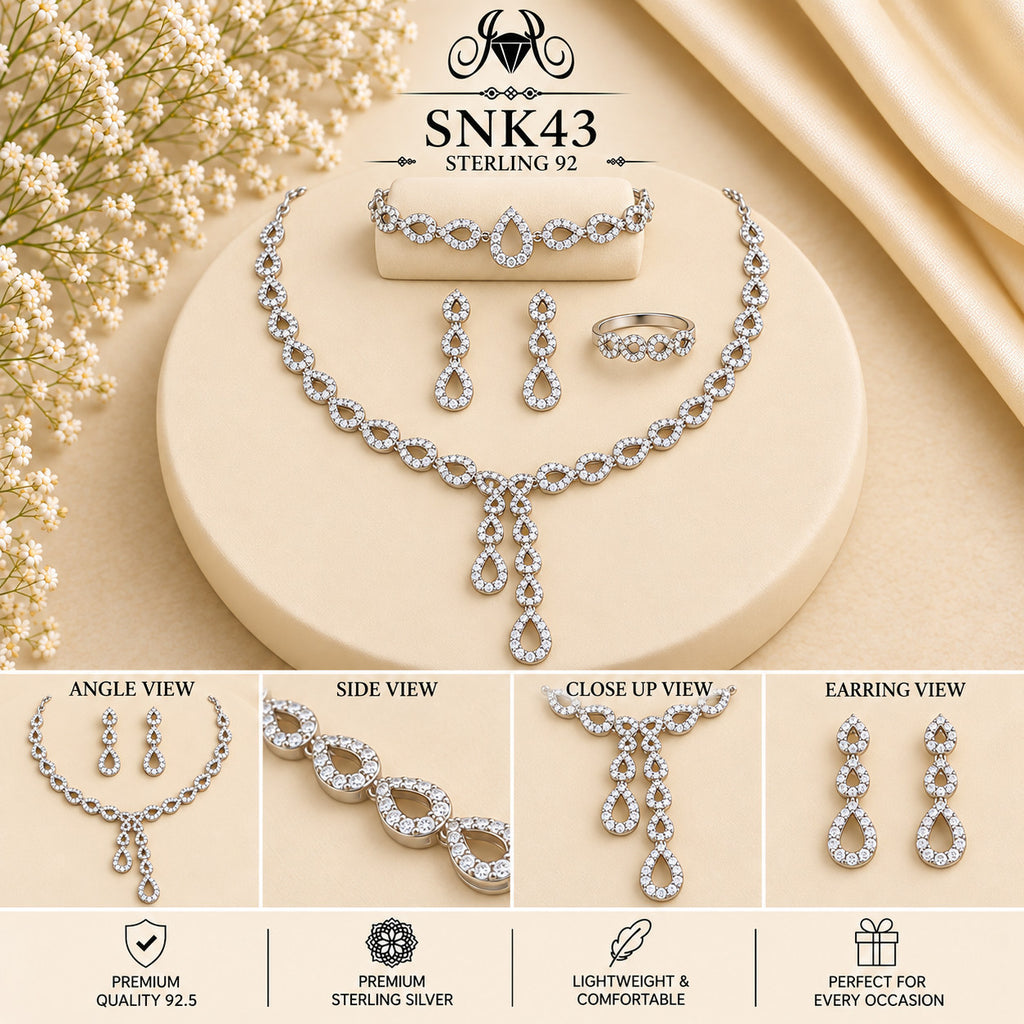 SNK43 92.5 sterling silver necklace set - collage view