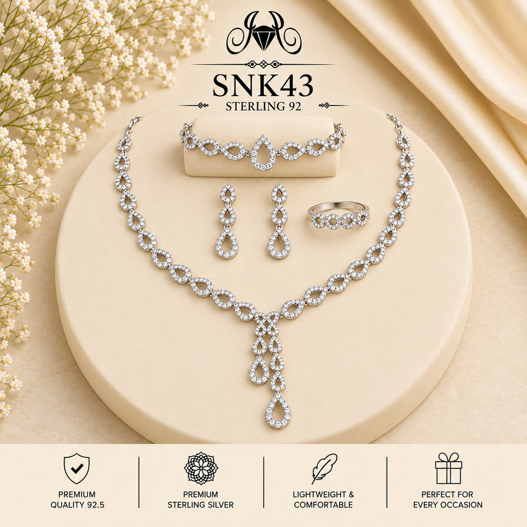 SNK43 92.5 sterling silver necklace set - portrait view