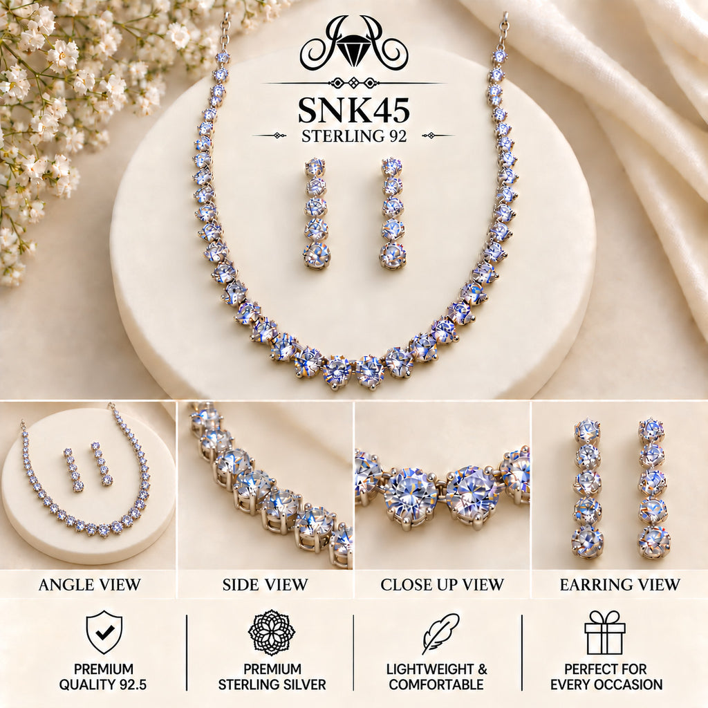 SNK45 92.5 sterling silver necklace set - collage view