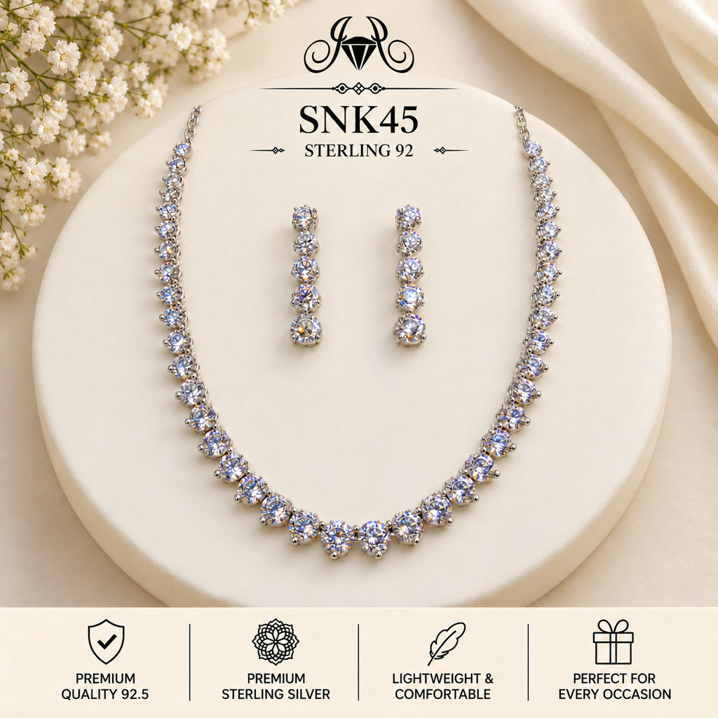 SNK45 92.5 sterling silver necklace set - portrait view