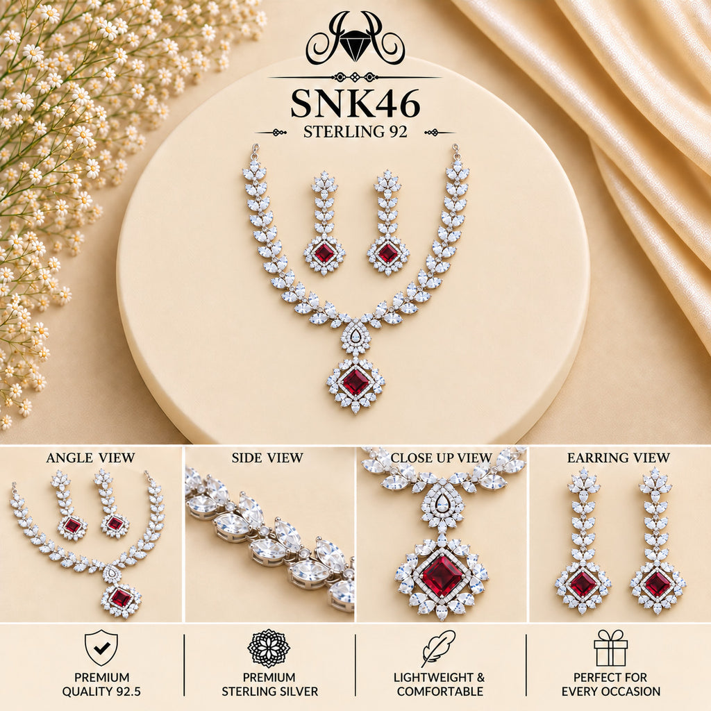 SNK46 92.5 sterling silver necklace set - collage view