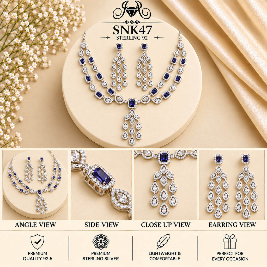 SNK47 92.5 sterling silver necklace set - collage view